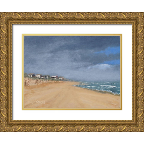 Beach Houses and Surf Gold Ornate Wood Framed Art Print with Double Matting by Stotts, Thomas