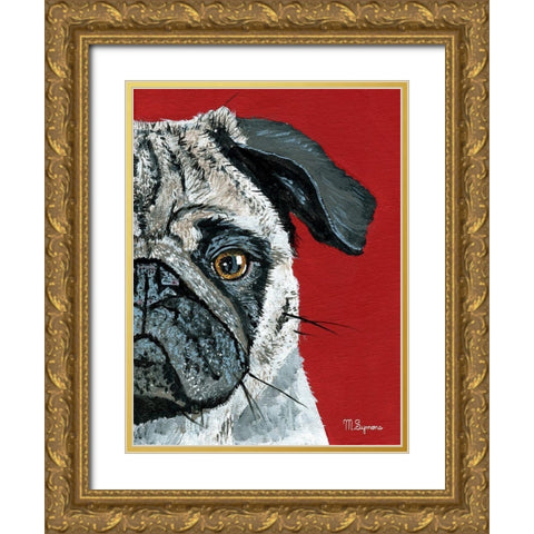 Pug a Boo Gold Ornate Wood Framed Art Print with Double Matting by Symons, Melissa