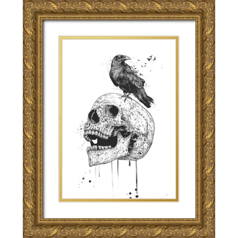 New Skull Gold Ornate Wood Framed Art Print with Double Matting by Solti, Balazs