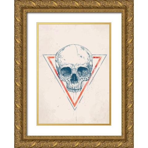 Skull in Triangle No. 2 Gold Ornate Wood Framed Art Print with Double Matting by Solti, Balazs