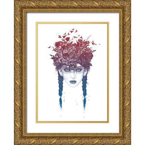 Summer Queen No. 2 Gold Ornate Wood Framed Art Print with Double Matting by Solti, Balazs