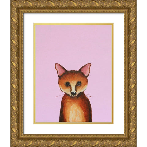 Little Fox Gold Ornate Wood Framed Art Print with Double Matting by Stewart, Lucia
