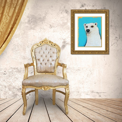 The Cute Polar Bear Gold Ornate Wood Framed Art Print with Double Matting by Stewart, Lucia