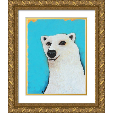 The Cute Polar Bear Gold Ornate Wood Framed Art Print with Double Matting by Stewart, Lucia