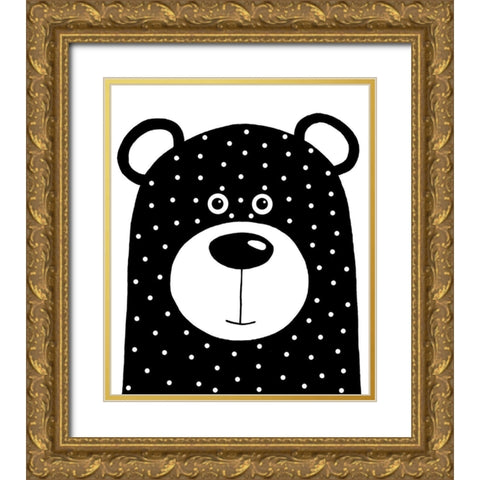 Bean Bear Gold Ornate Wood Framed Art Print with Double Matting by Stewart, Lucia