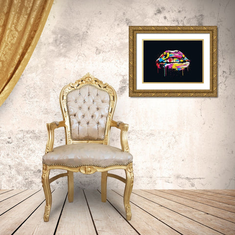 Colorful Lips Gold Ornate Wood Framed Art Print with Double Matting by Solti, Balazs