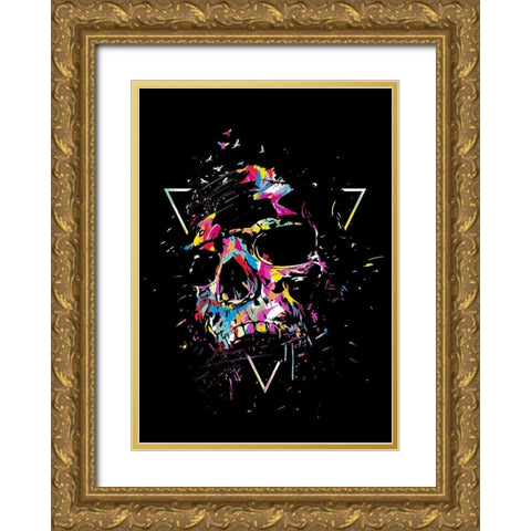 Skull X (color) Gold Ornate Wood Framed Art Print with Double Matting by Solti, Balazs