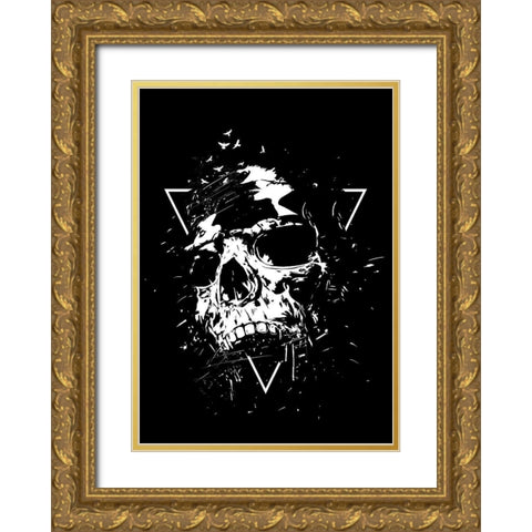 Skull X (BW) Gold Ornate Wood Framed Art Print with Double Matting by Solti, Balazs