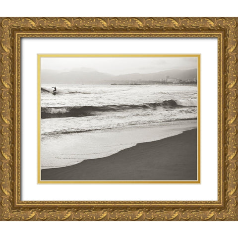 BW Surfer No. 1 Gold Ornate Wood Framed Art Print with Double Matting by Soffia, Myan