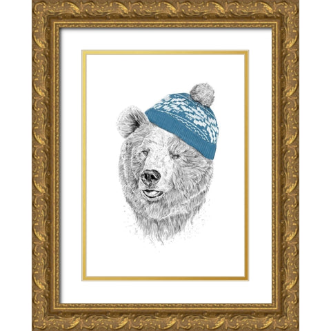 Hello Winter Gold Ornate Wood Framed Art Print with Double Matting by Solti, Balazs