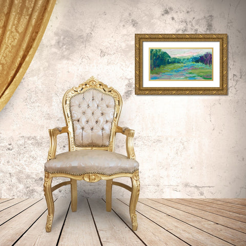 Spring Fed Creek Gold Ornate Wood Framed Art Print with Double Matting by Schmidt, Jane