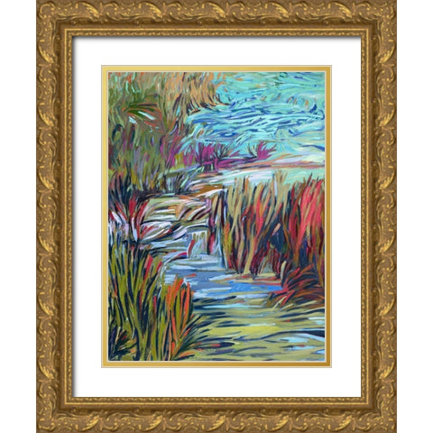 Water Symphony Gold Ornate Wood Framed Art Print with Double Matting by Schmidt, Jane