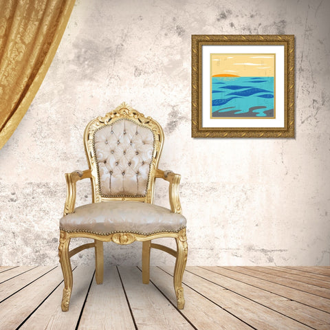 Calm Surf Gold Ornate Wood Framed Art Print with Double Matting by Sierer, Trish