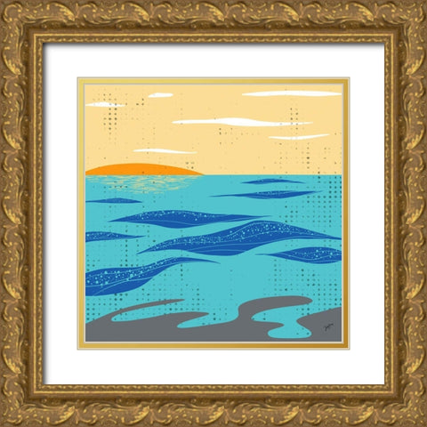 Calm Surf Gold Ornate Wood Framed Art Print with Double Matting by Sierer, Trish