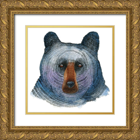 Black Bear Gold Ornate Wood Framed Art Print with Double Matting by Saylor, Jeannine