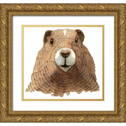 Marmot Gold Ornate Wood Framed Art Print with Double Matting by Saylor, Jeannine
