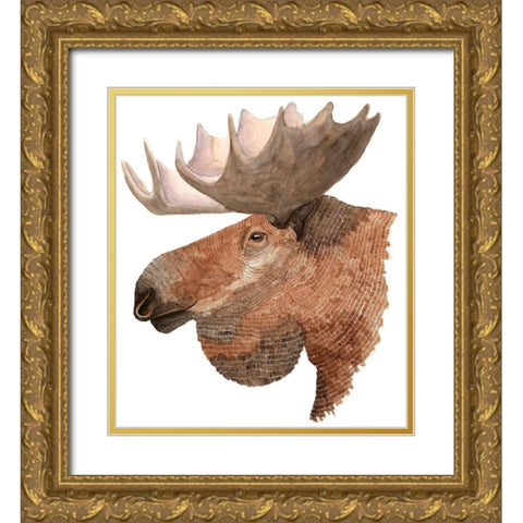 Moose Gold Ornate Wood Framed Art Print with Double Matting by Saylor, Jeannine