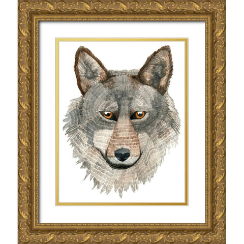 Wolf Gold Ornate Wood Framed Art Print with Double Matting by Saylor, Jeannine