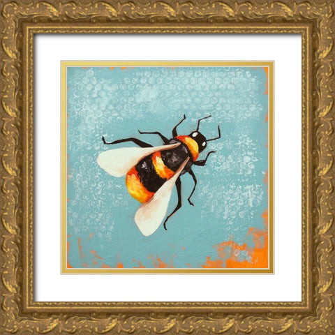 Bee Painting Gold Ornate Wood Framed Art Print with Double Matting by Stewart, Lucia