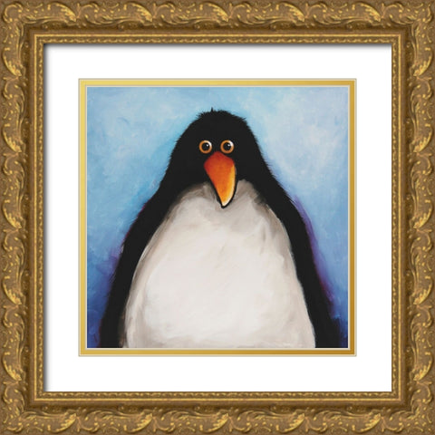 My Penguin Gold Ornate Wood Framed Art Print with Double Matting by Stewart, Lucia