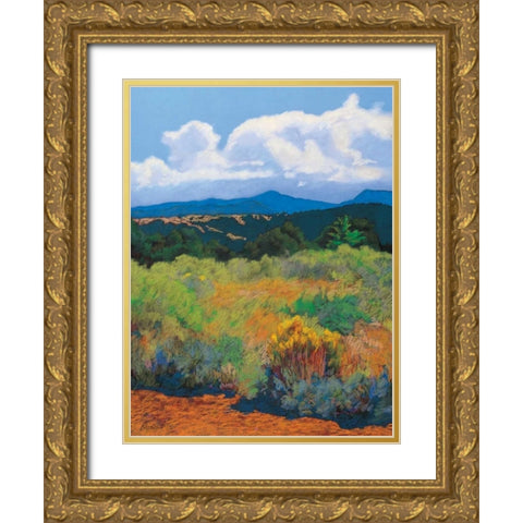 Distant Hills Gold Ornate Wood Framed Art Print with Double Matting by Silverwood, Mary