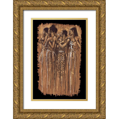 Sisters in Spirit Gold Ornate Wood Framed Art Print with Double Matting by Stewart, Monica