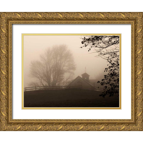 Parish Hill Barn Gold Ornate Wood Framed Art Print with Double Matting by Triebert, Christine