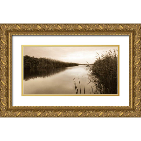 River Reeds Gold Ornate Wood Framed Art Print with Double Matting by Triebert, Christine