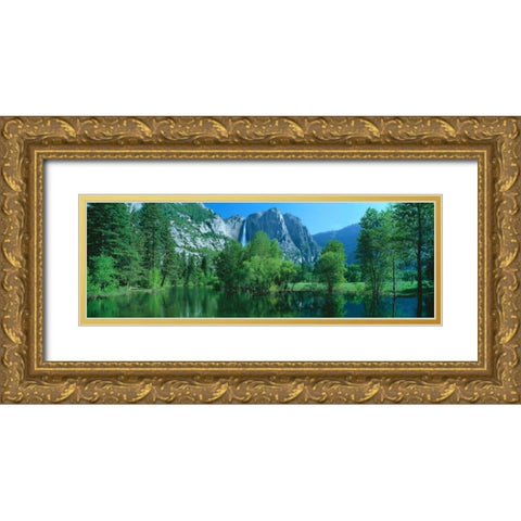 Yosemite Falls and Merced Gold Ornate Wood Framed Art Print with Double Matting by Thomas, Alain