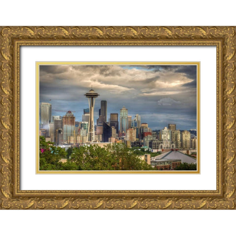Seattle Gold Ornate Wood Framed Art Print with Double Matting by Taite, Larry J.