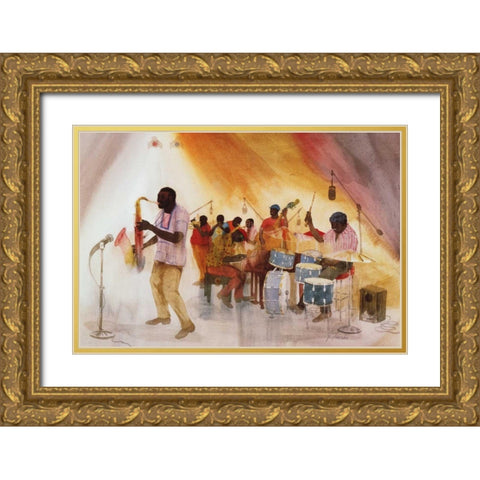 Take the aâ‚¬ËœAaâ‚¬â„¢ Train Gold Ornate Wood Framed Art Print with Double Matting by Tanaka, Jim