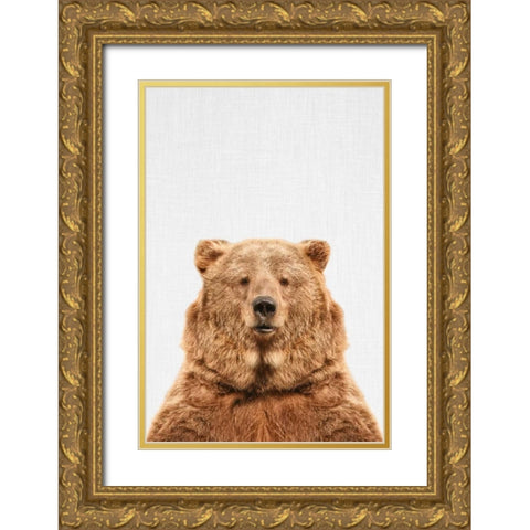 Bear Gold Ornate Wood Framed Art Print with Double Matting by Tai Prints
