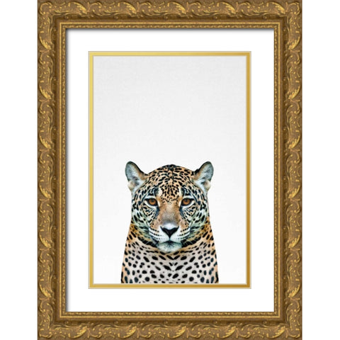 Leopard Gold Ornate Wood Framed Art Print with Double Matting by Tai Prints