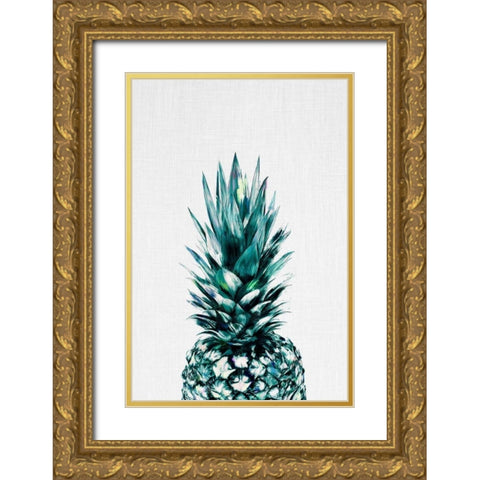 Pineapple II Gold Ornate Wood Framed Art Print with Double Matting by Tai Prints