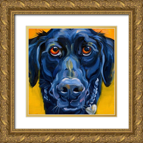 Black Dog Gold Ornate Wood Framed Art Print with Double Matting by Townsend, Connie R.