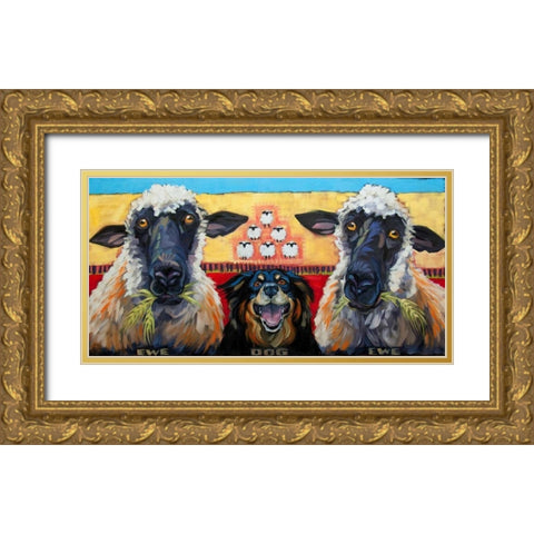 Ewe Dog Ewe Gold Ornate Wood Framed Art Print with Double Matting by Townsend, Connie R.