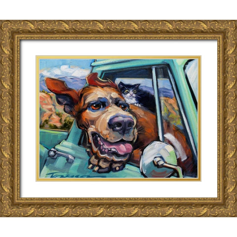 Love Travels Gold Ornate Wood Framed Art Print with Double Matting by Townsend, Connie R.