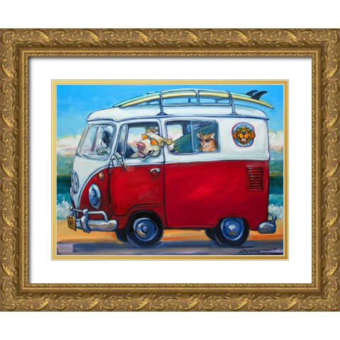 Sunglass Mutt Gold Ornate Wood Framed Art Print with Double Matting by Townsend, Connie R.