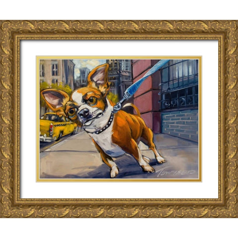 Fetch Cab Gold Ornate Wood Framed Art Print with Double Matting by Townsend, Connie R.