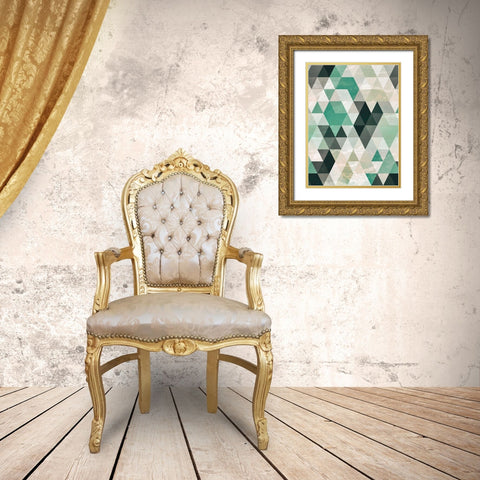 Triangle Pattern Gold Ornate Wood Framed Art Print with Double Matting by Tai Prints