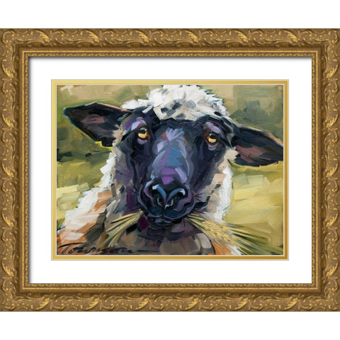 Bless Ewe Gold Ornate Wood Framed Art Print with Double Matting by Townsend, CR