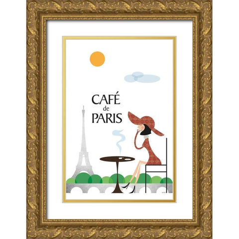 Cafe de Paris Gold Ornate Wood Framed Art Print with Double Matting by Tomas Design