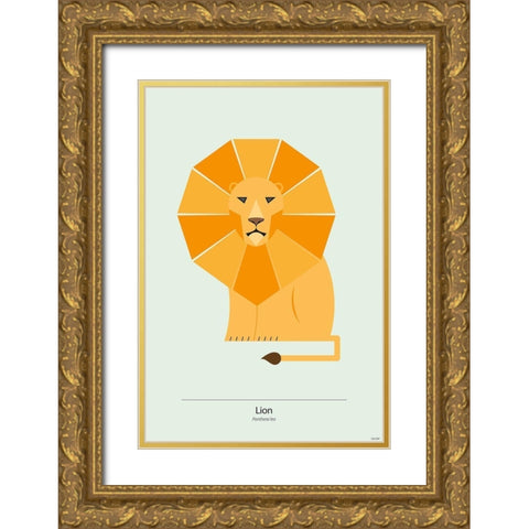 Lion Gold Ornate Wood Framed Art Print with Double Matting by Tomas Design