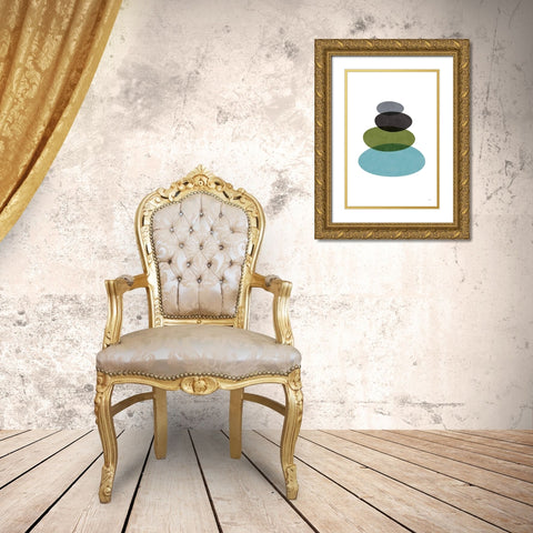 Modern Stones Gold Ornate Wood Framed Art Print with Double Matting by Tomas Design