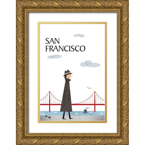 San Francisco Gold Ornate Wood Framed Art Print with Double Matting by Tomas Design