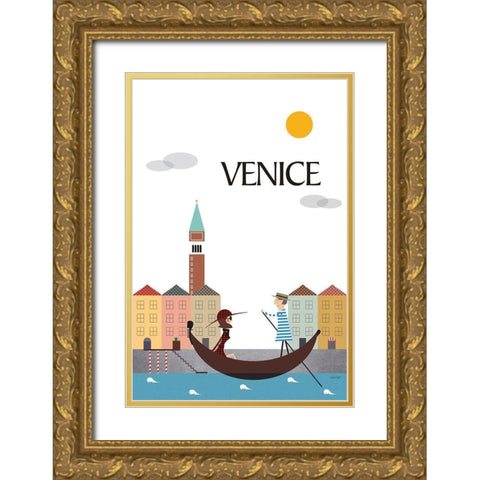 Venice Gold Ornate Wood Framed Art Print with Double Matting by Tomas Design