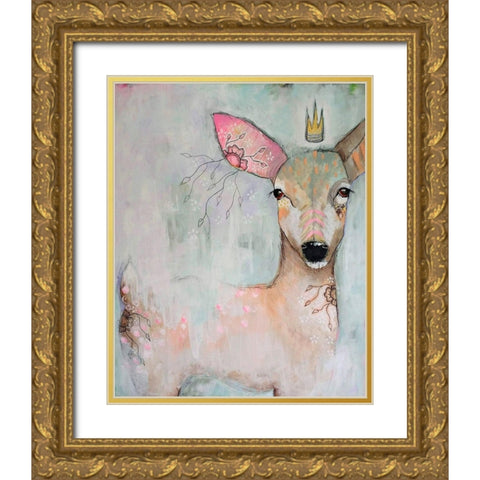 The Woodland Wanderer Gold Ornate Wood Framed Art Print with Double Matting by The Secret Hermit