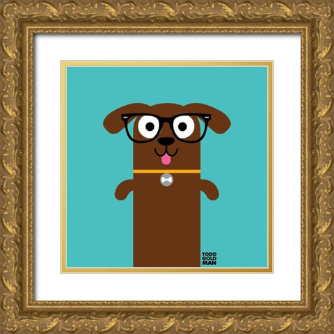 Bow Wow Dachshund Gold Ornate Wood Framed Art Print with Double Matting by Todd Art