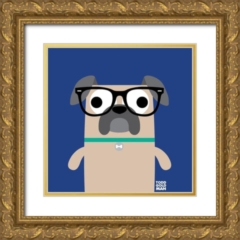 Bow Wow Pug Gold Ornate Wood Framed Art Print with Double Matting by Todd Art