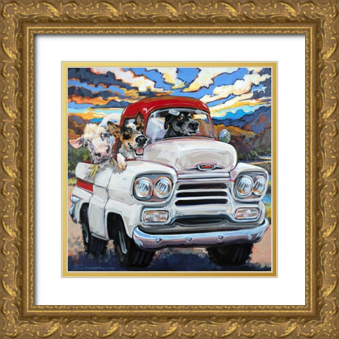 Cattle Drive Gold Ornate Wood Framed Art Print with Double Matting by Townsend, CR